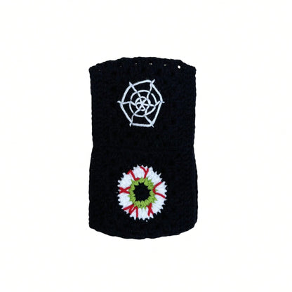 Handmade Crochet Spider Web And Eye Granny Square Car Steering Wheel Covers Universal 14-15 Inch For Women And Men