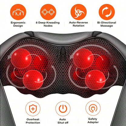 HanTai Electric Neck Massager, Neck And Back Massager With Heat, Massage Pillow For Back, Shoulder, Muscle Pain Relief, Ideal Fits For Parents