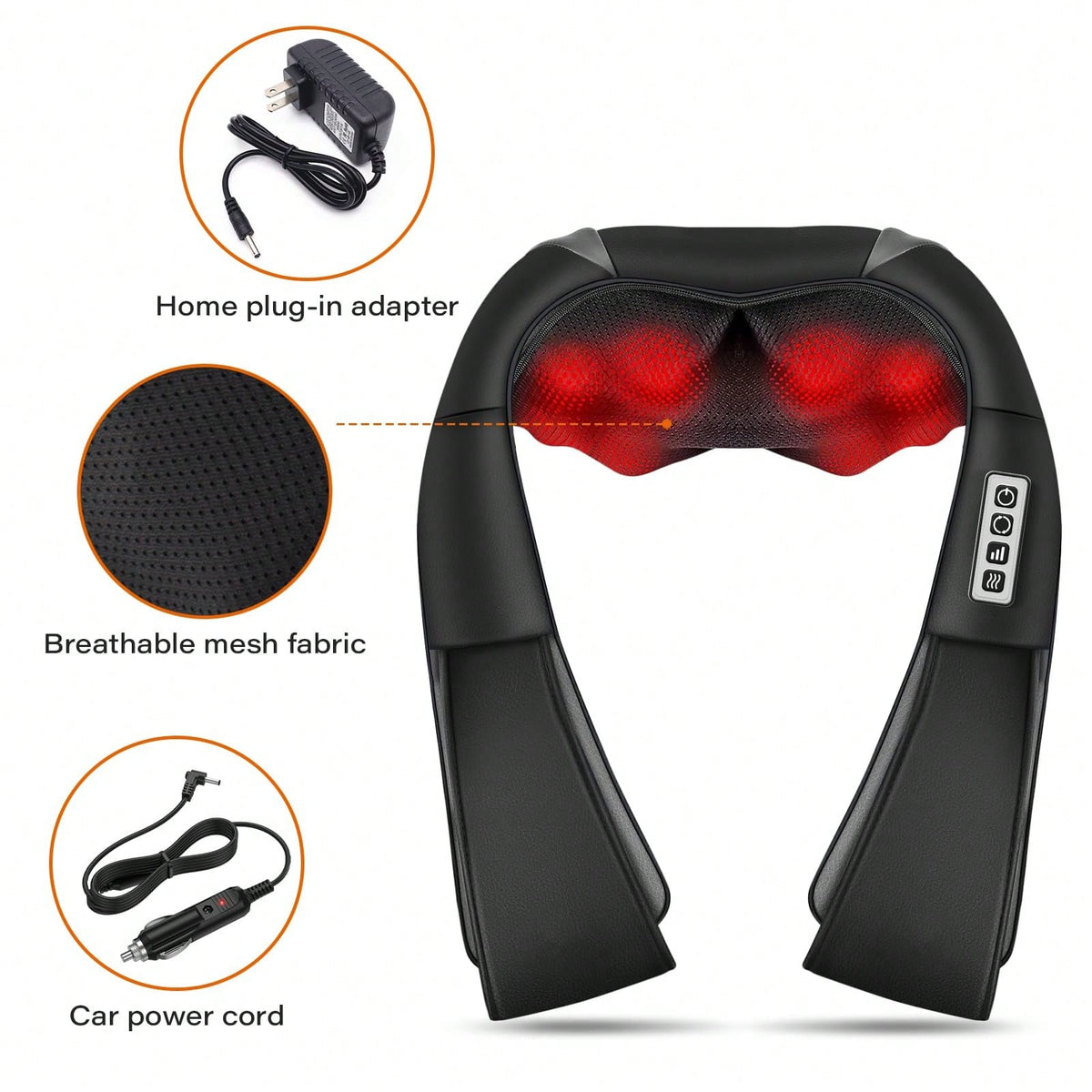 HanTai Electric Neck Massager, Neck And Back Massager With Heat, Massage Pillow For Back, Shoulder, Muscle Pain Relief, Ideal Fits For Parents