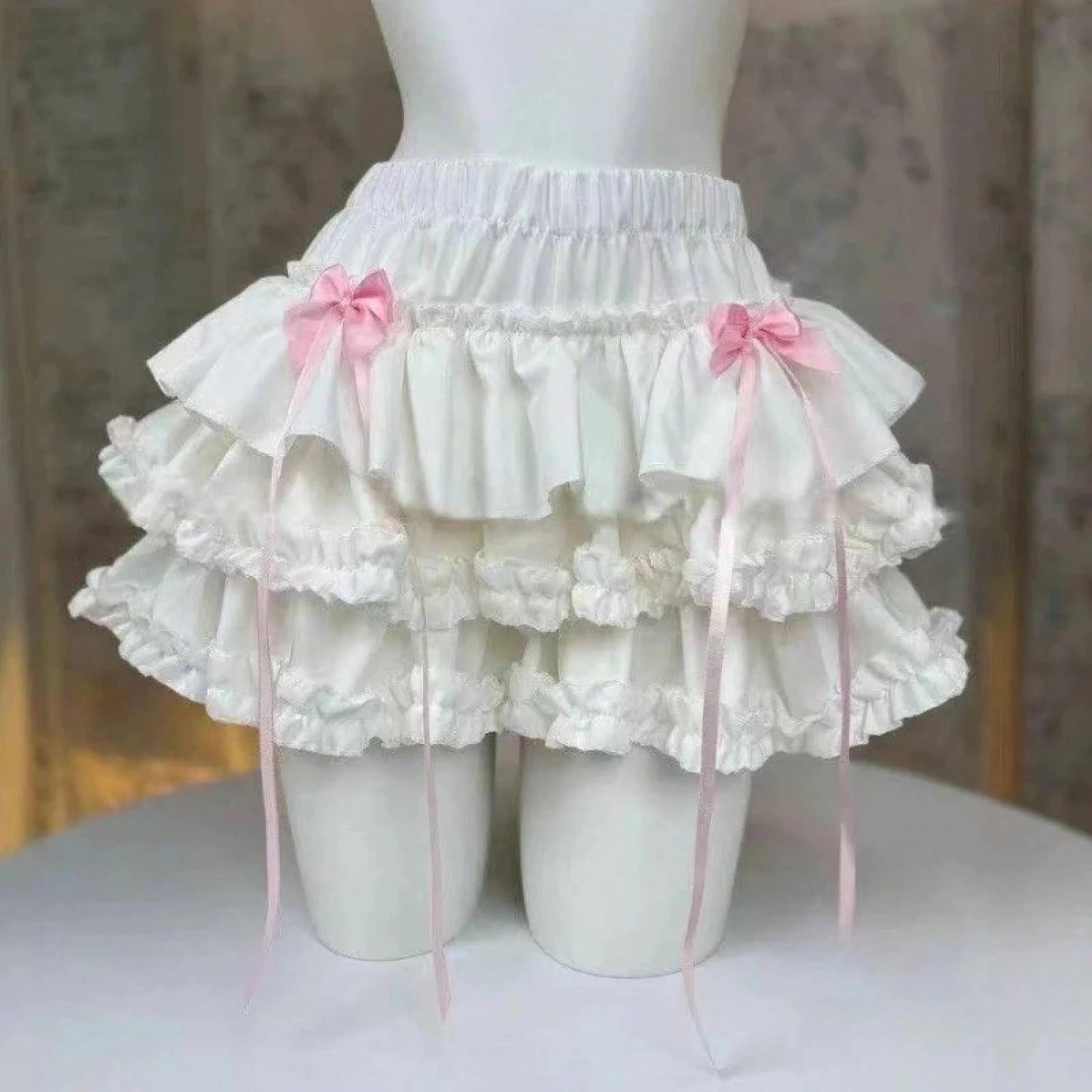 Harajuku Kawaii Lolita Cake Skirt Women Sweet Lace Patchwork Fluffy Mini Y2K High Waist Princess Streetwear Fashion Aesthetic Party Cute Ruffled Tutu Dresses