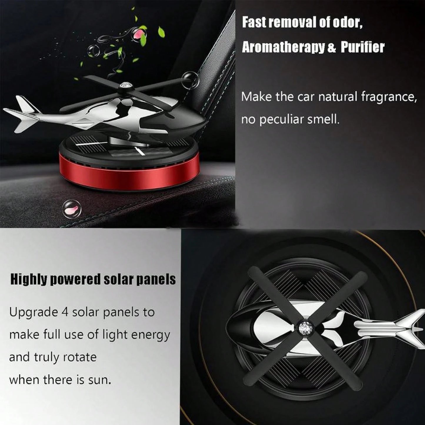 Helicopter Shaped Car Air Fresheners, Solar Helicopter Car Aromatherapy, Rotating Solar Powered Car Freshener For Car Decor, Car Interior Dashboard Decoration, Car Interior Decor, Universal Car Interi