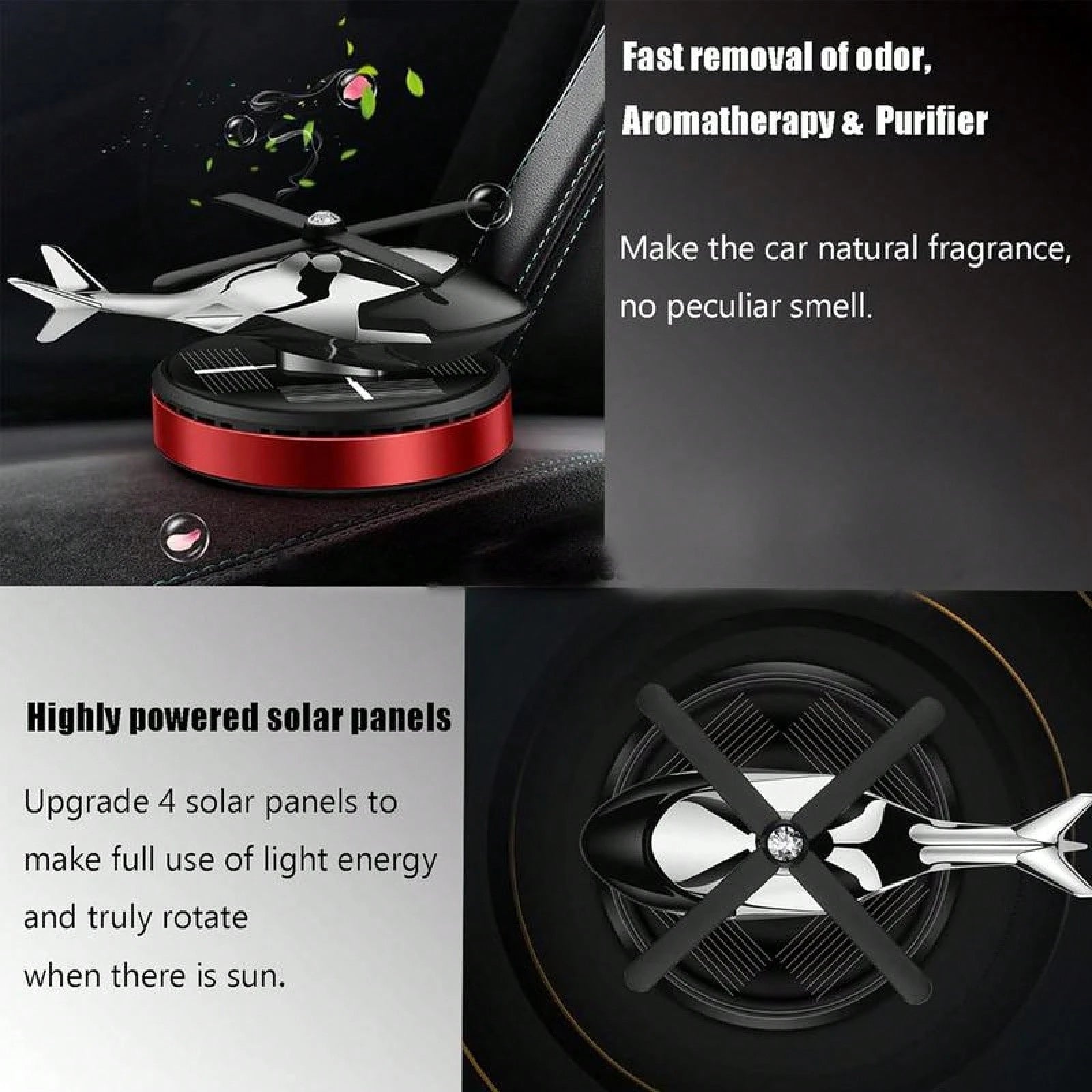 Helicopter Shaped Car Air Fresheners, Solar Helicopter Car Aromatherapy, Rotating Solar Powered Car Freshener For Car Decor, Car Interior Dashboard Decoration, Car Interior Decor, Universal Car Interi