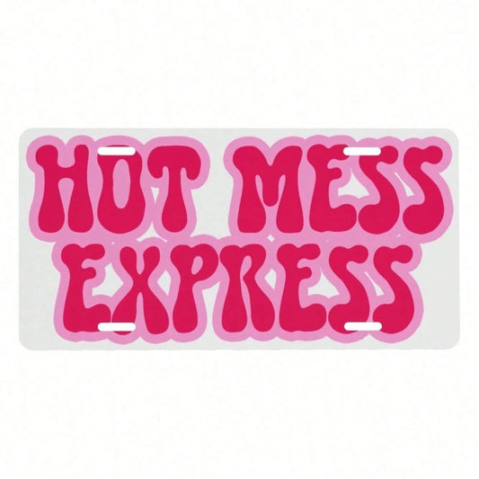 Hello Young Mess Express Novelty License Plate 6x12 Inch, Funny Aluminum Metal Car Tag With Bold Humorous Text, Decorative Front Vanity Plate With 4 Holes For Truck SUV, Hilarious Gift For Men Women A