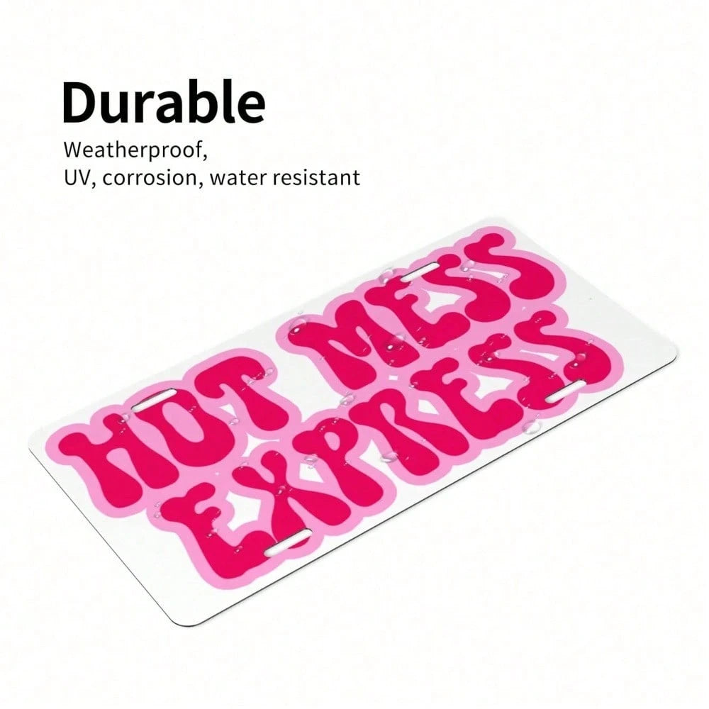 Hello Young Mess Express Novelty License Plate 6x12 Inch, Funny Aluminum Metal Car Tag With Bold Humorous Text, Decorative Front Vanity Plate With 4 Holes For Truck SUV, Hilarious Gift For Men Women A