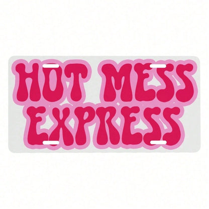 Hello Young Mess Express Novelty License Plate 6x12 Inch, Funny Aluminum Metal Car Tag With Bold Humorous Text, Decorative Front Vanity Plate With 4 Holes For Truck SUV, Hilarious Gift For Men Women A