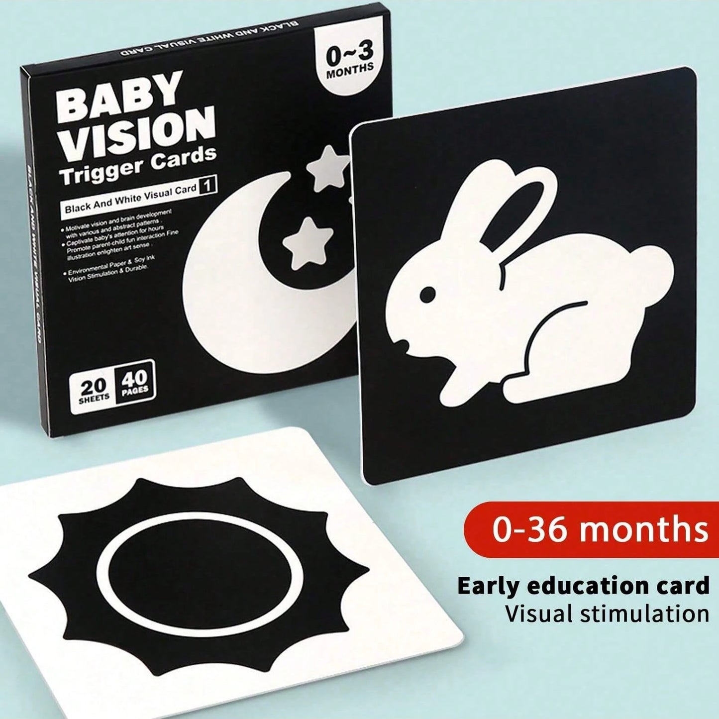 High Contrast Baby Flash Cards For Visual Stimulation, Double-Sided Black And White Early Learning Cards, Newborn Educational Toys For 0-3 Months, Black And White Cards, 6 Months Baby Toys, High Contr