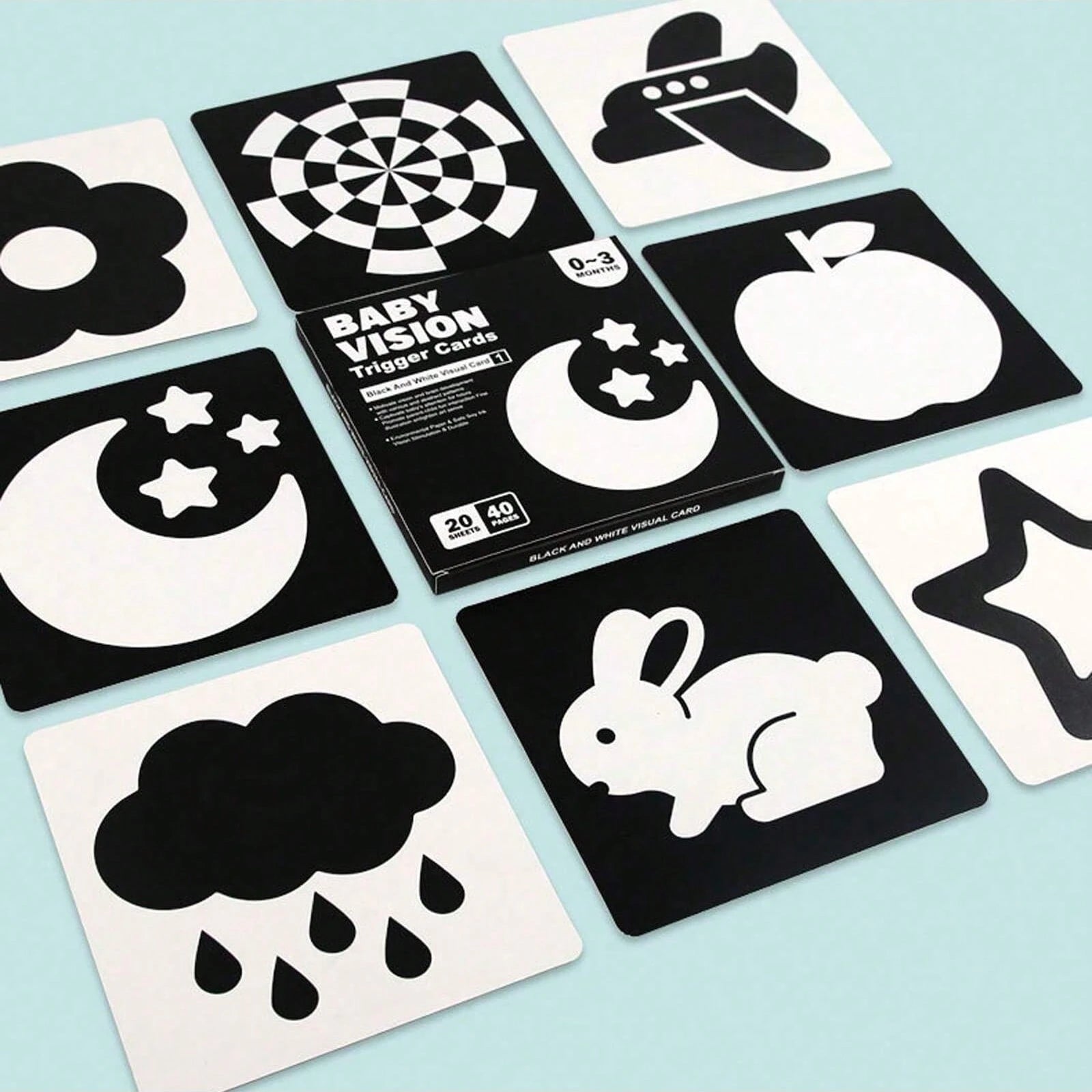 High Contrast Baby Flash Cards For Visual Stimulation, Double-Sided Black And White Early Learning Cards, Newborn Educational Toys For 0-3 Months, Black And White Cards, 6 Months Baby Toys, High Contr