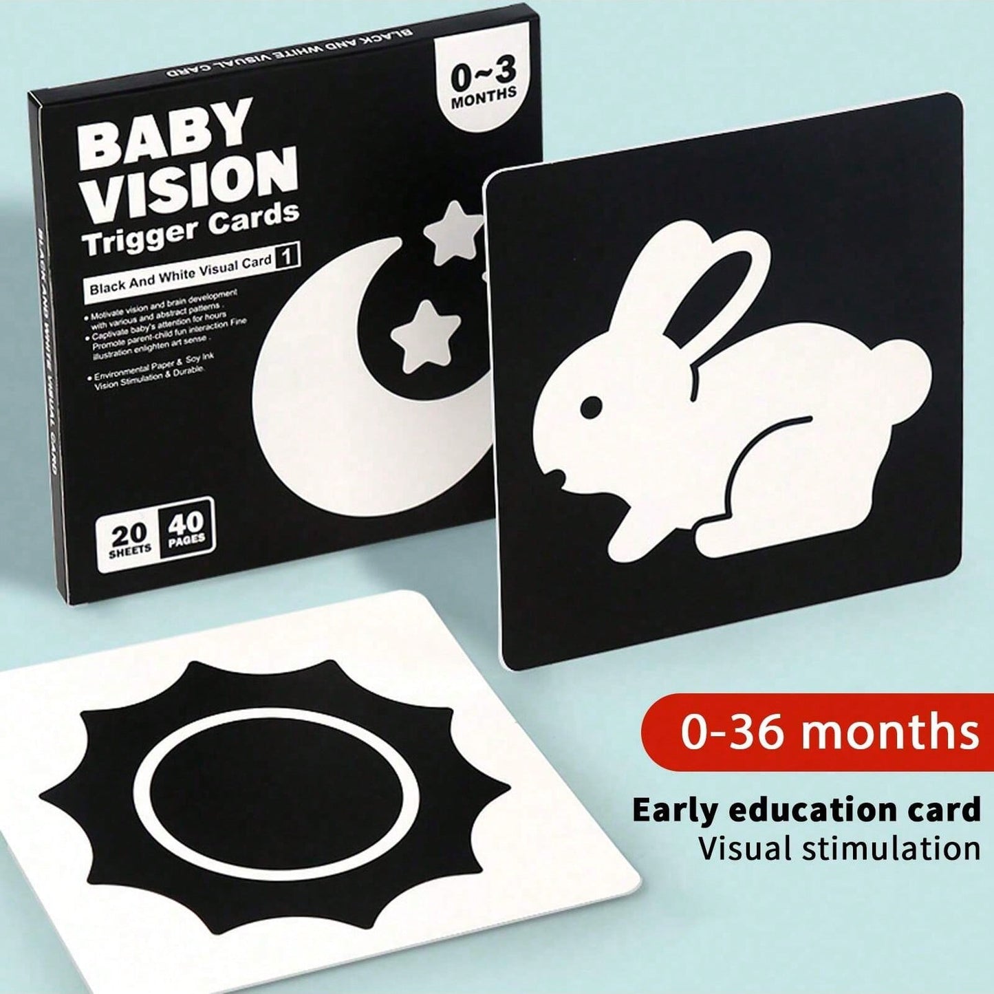 High Contrast Baby Flash Cards For Visual Stimulation, Double-Sided Black And White Early Learning Cards, Newborn Educational Toys For 0-3 Months, Black And White Cards, 6 Months Baby Toys, High Contr
