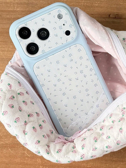 High-End Glossy Smooth Full-Screen Ditsy Floral Corning Blue Phone Case Compatible With Iphone 17 Pro Max, Air 16, 15, 14, 13, 12, 11 Pro Max Plus 14/15/16 Pro, Niche 17 PM Large Window Case