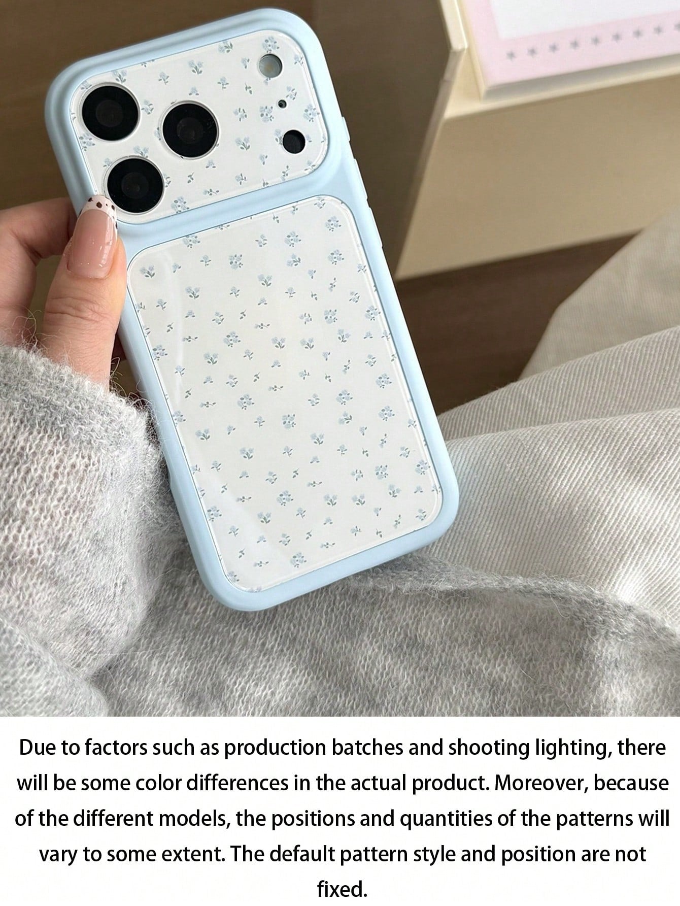 High-End Glossy Smooth Full-Screen Ditsy Floral Corning Blue Phone Case Compatible With Iphone 17 Pro Max, Air 16, 15, 14, 13, 12, 11 Pro Max Plus 14/15/16 Pro, Niche 17 PM Large Window Case