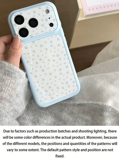 High-End Glossy Smooth Full-Screen Ditsy Floral Corning Blue Phone Case Compatible With Iphone 17 Pro Max, Air 16, 15, 14, 13, 12, 11 Pro Max Plus 14/15/16 Pro, Niche 17 PM Large Window Case