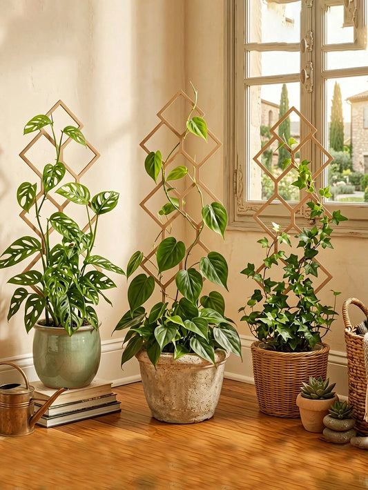 High-Strength Plant Climbing Trellis, Square Hollow Pattern, Vertical Support For Potted Vines And Flowers, Space-Saving Indoor/Outdoor Gardening Support