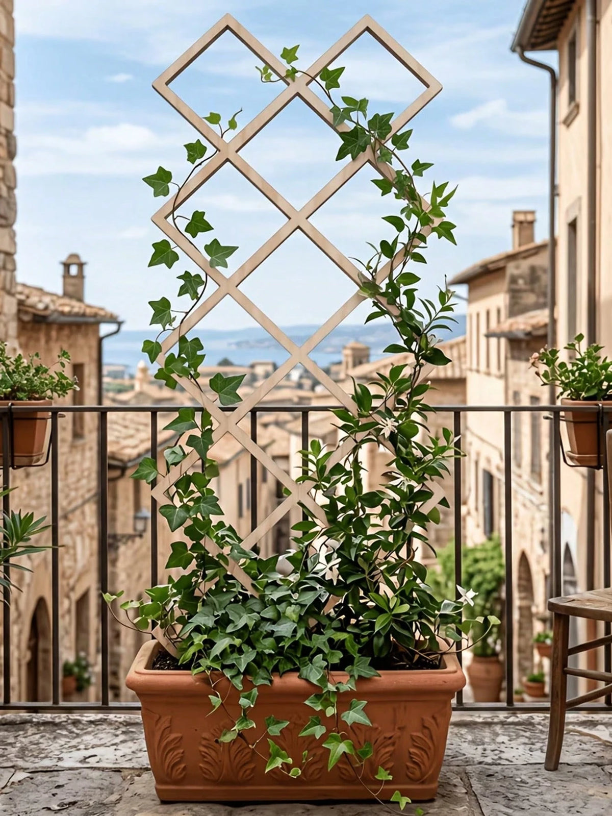 High-Strength Plant Climbing Trellis, Square Hollow Pattern, Vertical Support For Potted Vines And Flowers, Space-Saving Indoor/Outdoor Gardening Support