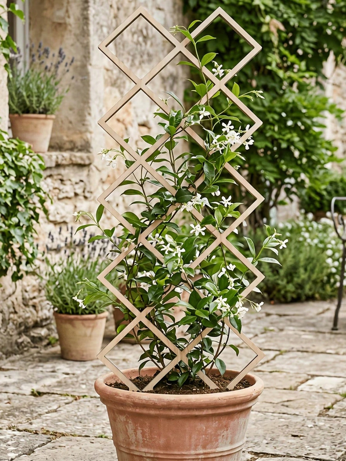 High-Strength Plant Climbing Trellis, Square Hollow Pattern, Vertical Support For Potted Vines And Flowers, Space-Saving Indoor/Outdoor Gardening Support