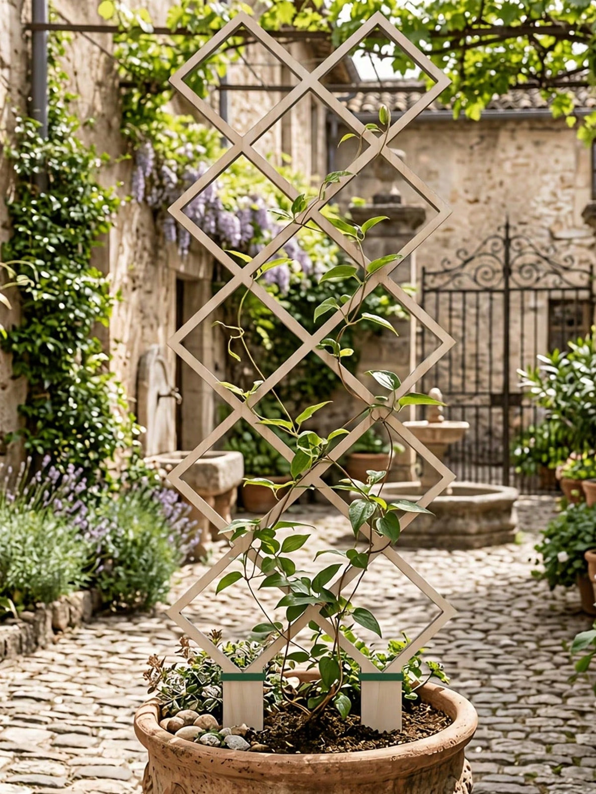 High-Strength Plant Climbing Trellis, Square Hollow Pattern, Vertical Support For Potted Vines And Flowers, Space-Saving Indoor/Outdoor Gardening Support