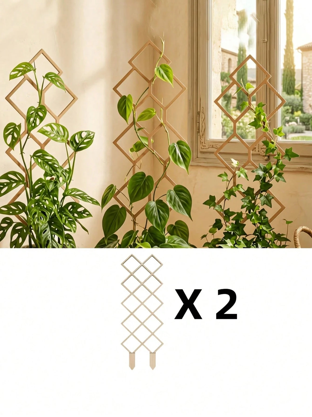 High-Strength Plant Climbing Trellis, Square Hollow Pattern, Vertical Support For Potted Vines And Flowers, Space-Saving Indoor/Outdoor Gardening Support
