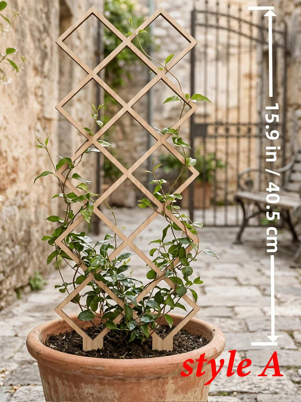 High-Strength Plant Climbing Trellis, Square Hollow Pattern, Vertical Support For Potted Vines And Flowers, Space-Saving Indoor/Outdoor Gardening Support