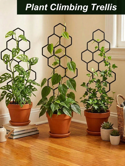 High-Strength Plant Climbing Trellis, Square Hollow Pattern, Vertical Support For Potted Vines And Flowers, Space-Saving Indoor/Outdoor Gardening Support