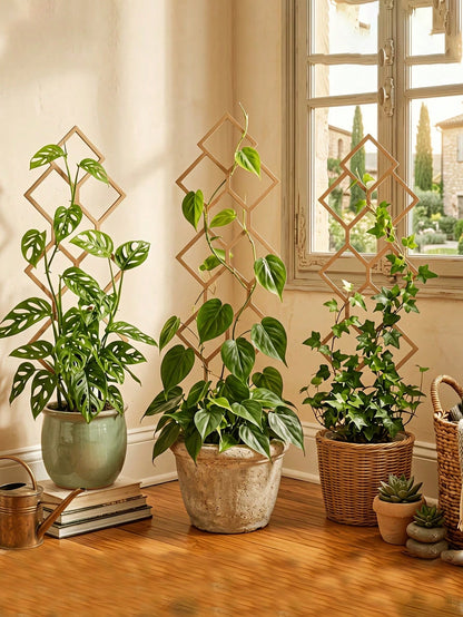 High-Strength Plant Climbing Trellis, Square Hollow Pattern, Vertical Support For Potted Vines And Flowers, Space-Saving Indoor/Outdoor Gardening Support