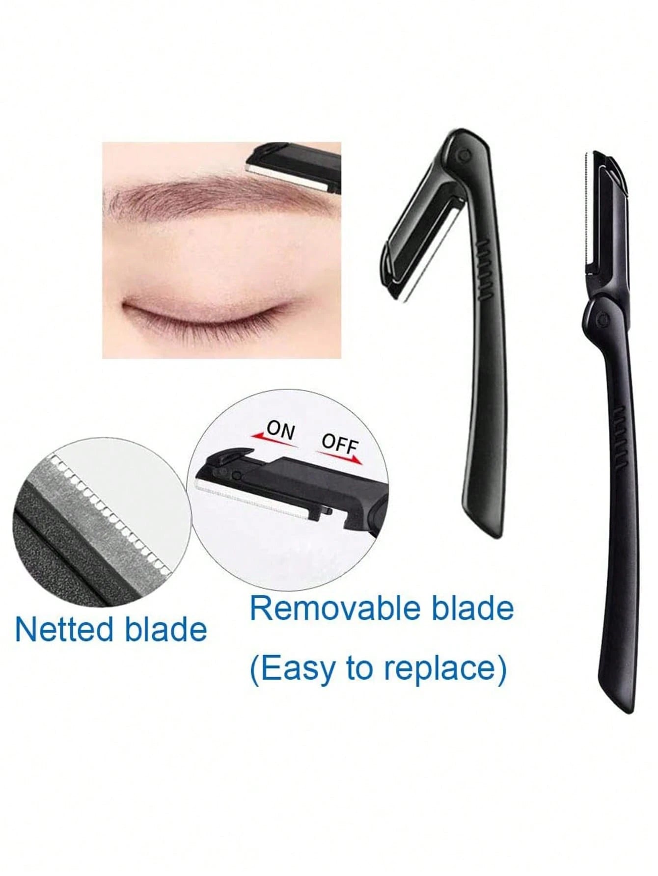 HJP MOKXIC 7-Piece Eye Makeup Tool Kit, Multifunctional 7-In-1 Eye Beauty Tools Set Including 2 Eyebrow Razors, 1 Scissors, 1 Eyebrow Comb, 1 Double-Sided Eyebrow Brush, 1 Eyelash Comb, 1 Tweezers, Pr