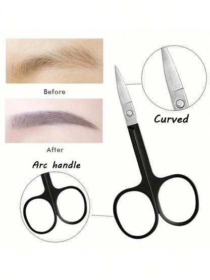 HJP MOKXIC 7-Piece Eye Makeup Tool Kit, Multifunctional 7-In-1 Eye Beauty Tools Set Including 2 Eyebrow Razors, 1 Scissors, 1 Eyebrow Comb, 1 Double-Sided Eyebrow Brush, 1 Eyelash Comb, 1 Tweezers, Pr