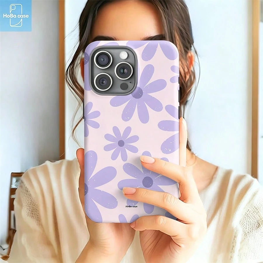 HoBa case 1pc 2D Flat Pattern 2-In-1 Soft Film Full Coverage Hard Phone Case, Compatible With Galaxy A23/A24/A25/A32/33/S25, Compatible With Apple 7/8/11/12/13/14/14Plus/15/15Plus/16/16Plus/7/8Plus/17