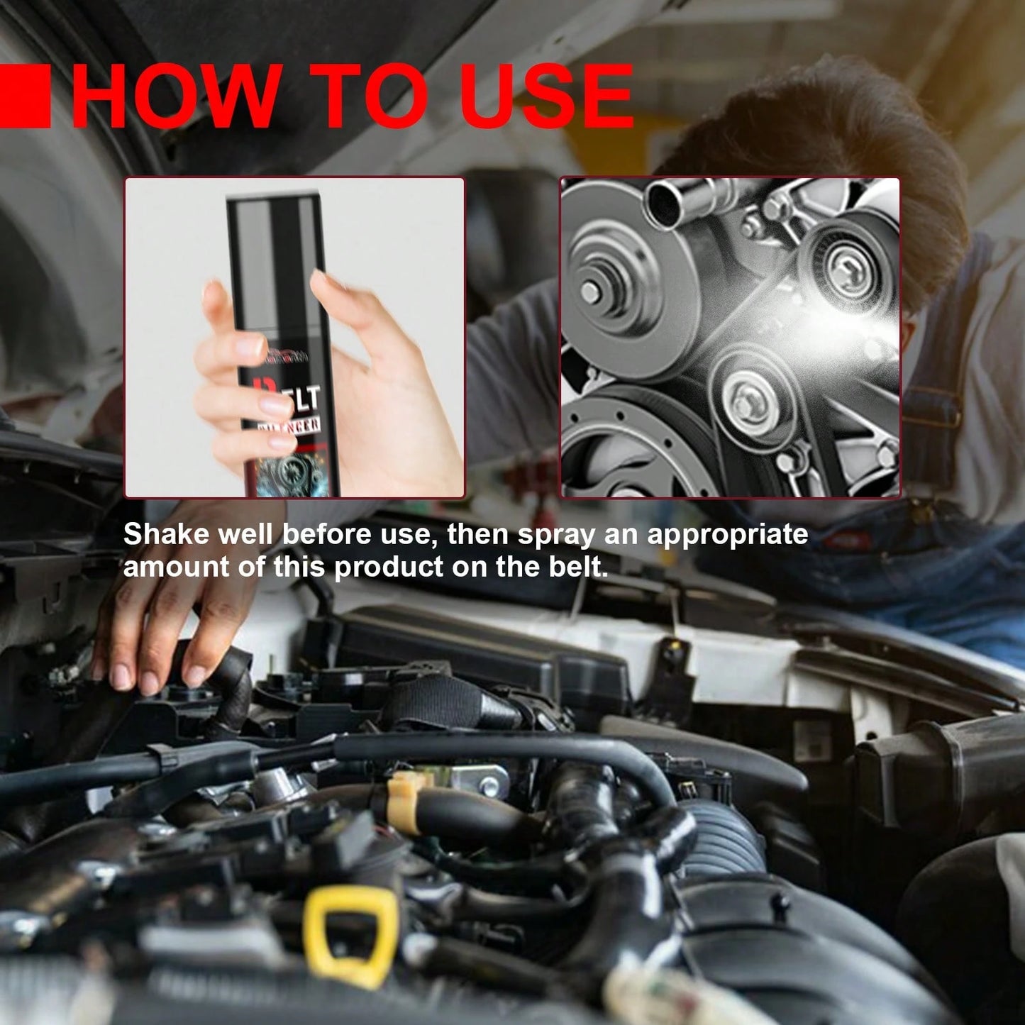 Homonth Car Engine Belt Noise Reducer, Car Engine Belt Noise Elimination And Maintenance Lubricant