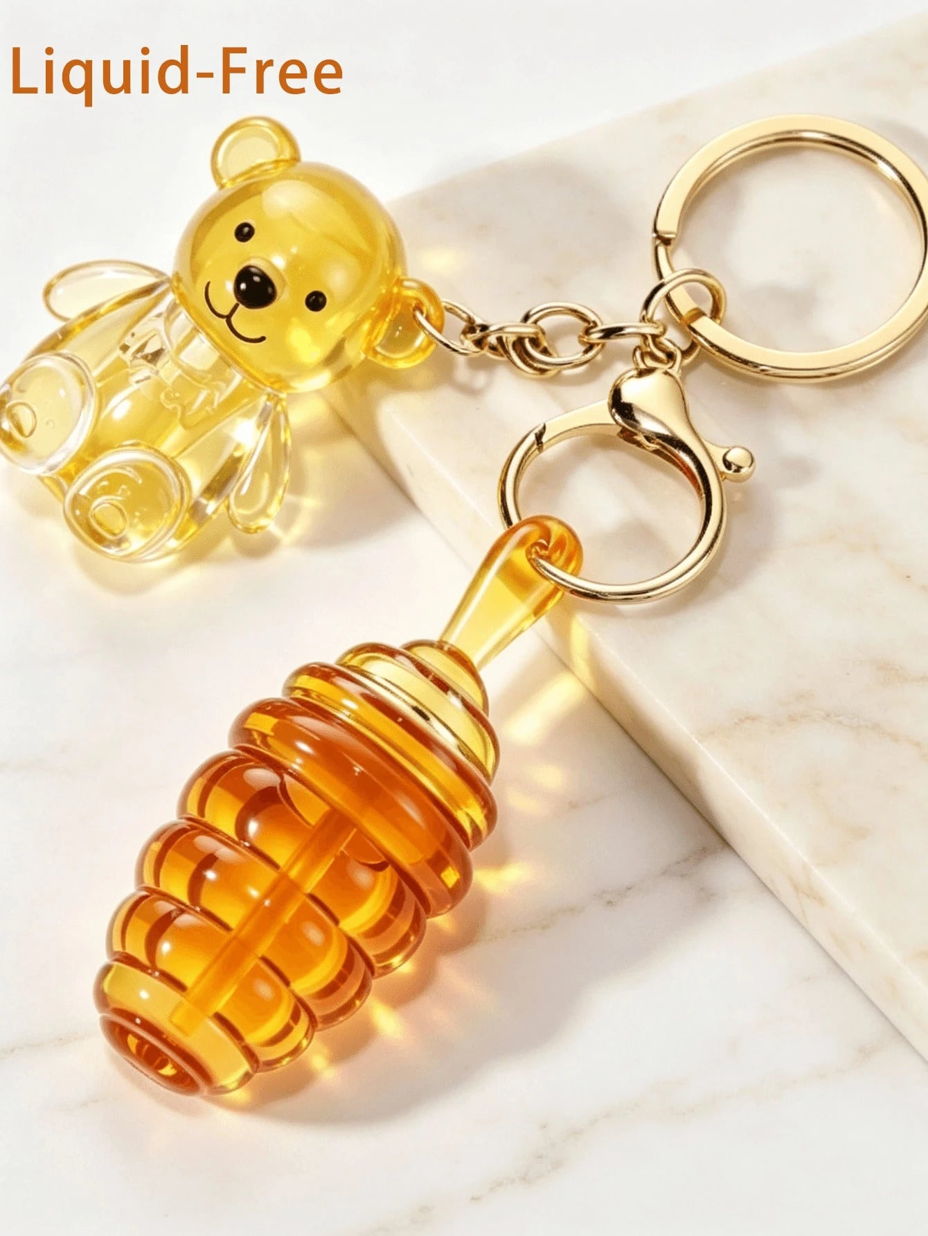 Honey Bear 2-In-1 Keychain Lip Gloss Empty Bottle, Mini Portable DIY Lip Gloss Refill Tube, 2ml+5ml, Travel Makeup Refill Container, Commute Light Makeup Homemade Lip Gloss Empty Tube, Creative Girl B