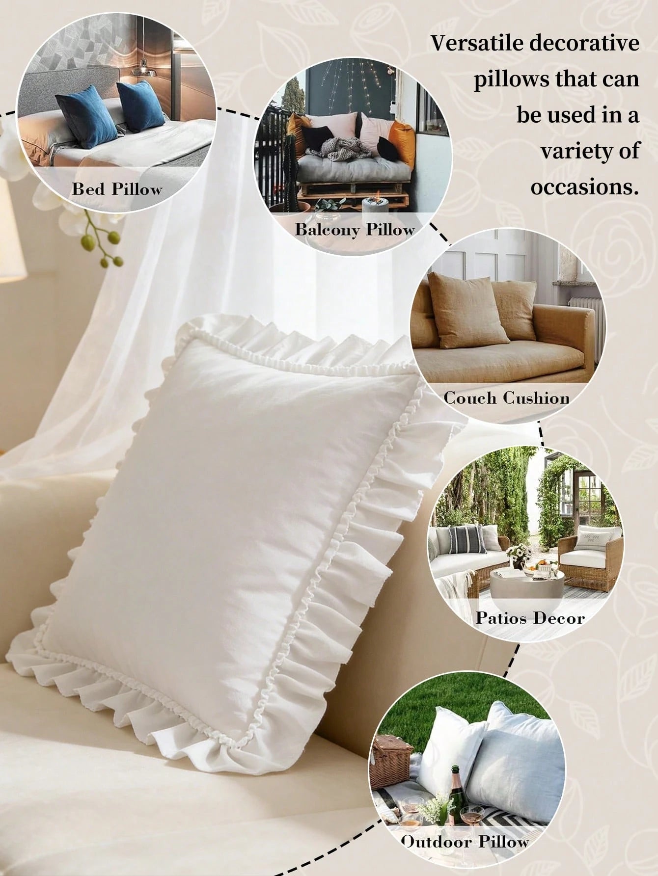 HONEYMOON 1pc Romantic French Style Lace Cushion Cover (Insert Not Included), Elegant Romantic Decorative Pillowcase, Suitable For Bedroom/Dorm/Sofa/Chaise Lounge, Gift For Lover, Friend, Machine Wash