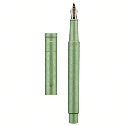 Hongdian 1851 Forest Fountain Pen Applegreen Ice Flowers, Medium Nib Classic Design With Converter And Metal Pen Case