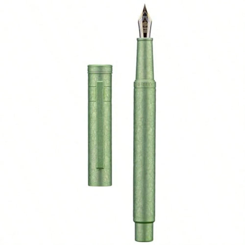 Hongdian 1851 Forest Fountain Pen Applegreen Ice Flowers, Medium Nib Classic Design With Converter And Metal Pen Case