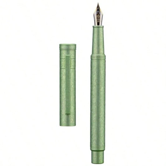 Hongdian 1851 Forest Fountain Pen Applegreen Ice Flowers, Medium Nib Classic Design With Converter And Metal Pen Case