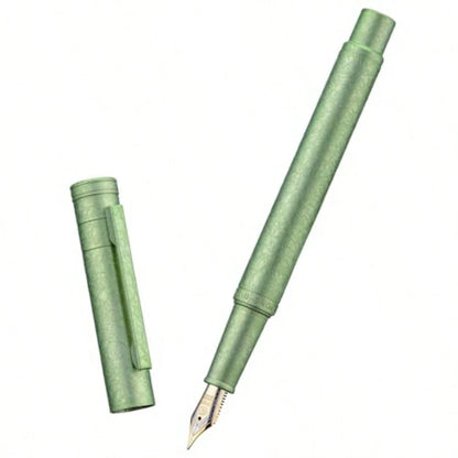 Hongdian 1851 Forest Fountain Pen Applegreen Ice Flowers, Medium Nib Classic Design With Converter And Metal Pen Case
