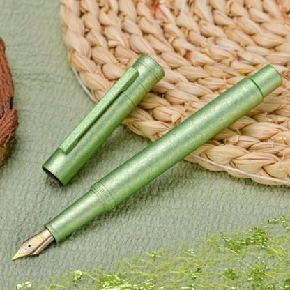 Hongdian 1851 Forest Fountain Pen Applegreen Ice Flowers, Medium Nib Classic Design With Converter And Metal Pen Case
