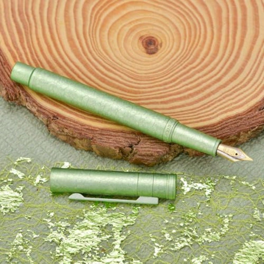 Hongdian 1851 Forest Fountain Pen Applegreen Ice Flowers, Medium Nib Classic Design With Converter And Metal Pen Case