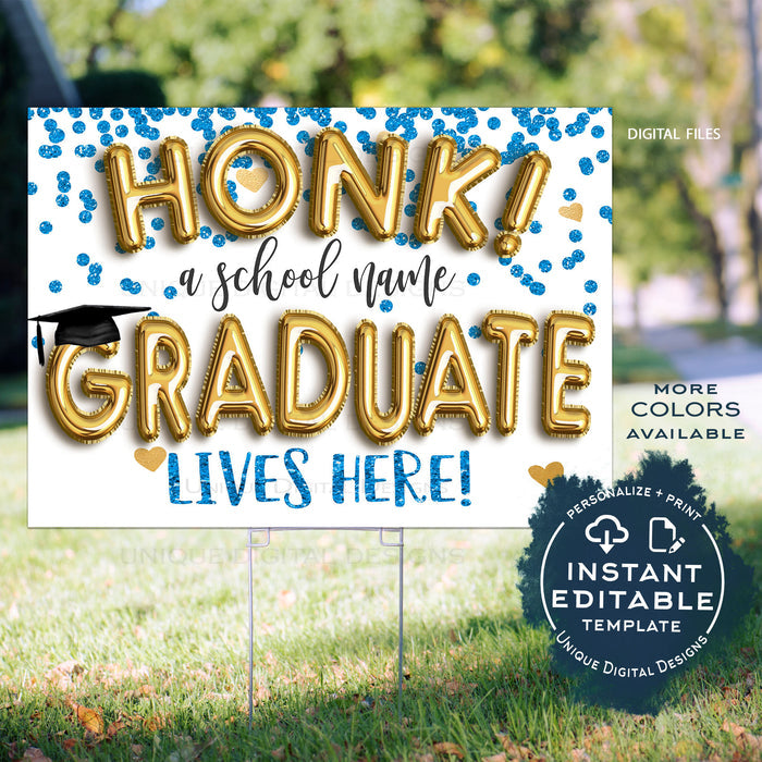 Honk Graduation Yard Sign, Editable Quarantine Parade Drive By Poster Personalized