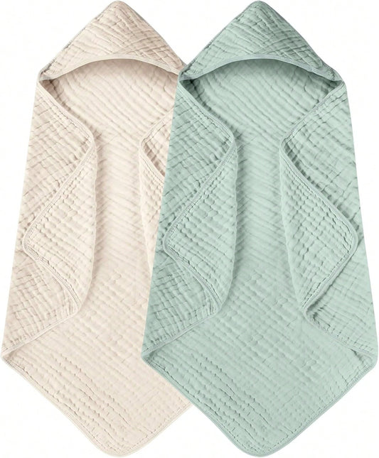 Hooded Baby Towels For Newborns Pack 100% Muslin Organic Cotton Baby Bath Towel With Hood For Babies, Infants, Toddlers, And Kids, Soft And Absorbent