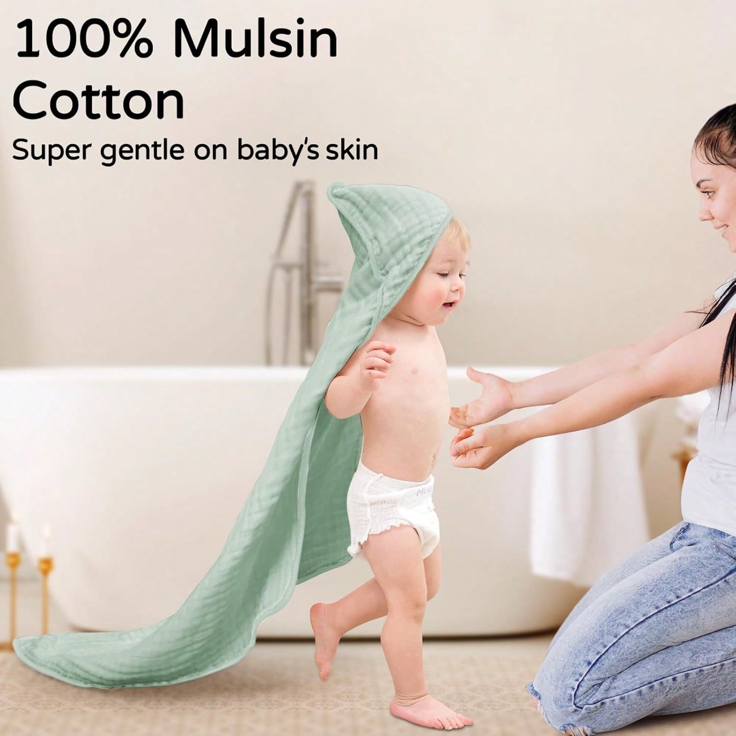 Hooded Baby Towels For Newborns Pack 100% Muslin Organic Cotton Baby Bath Towel With Hood For Babies, Infants, Toddlers, And Kids, Soft And Absorbent