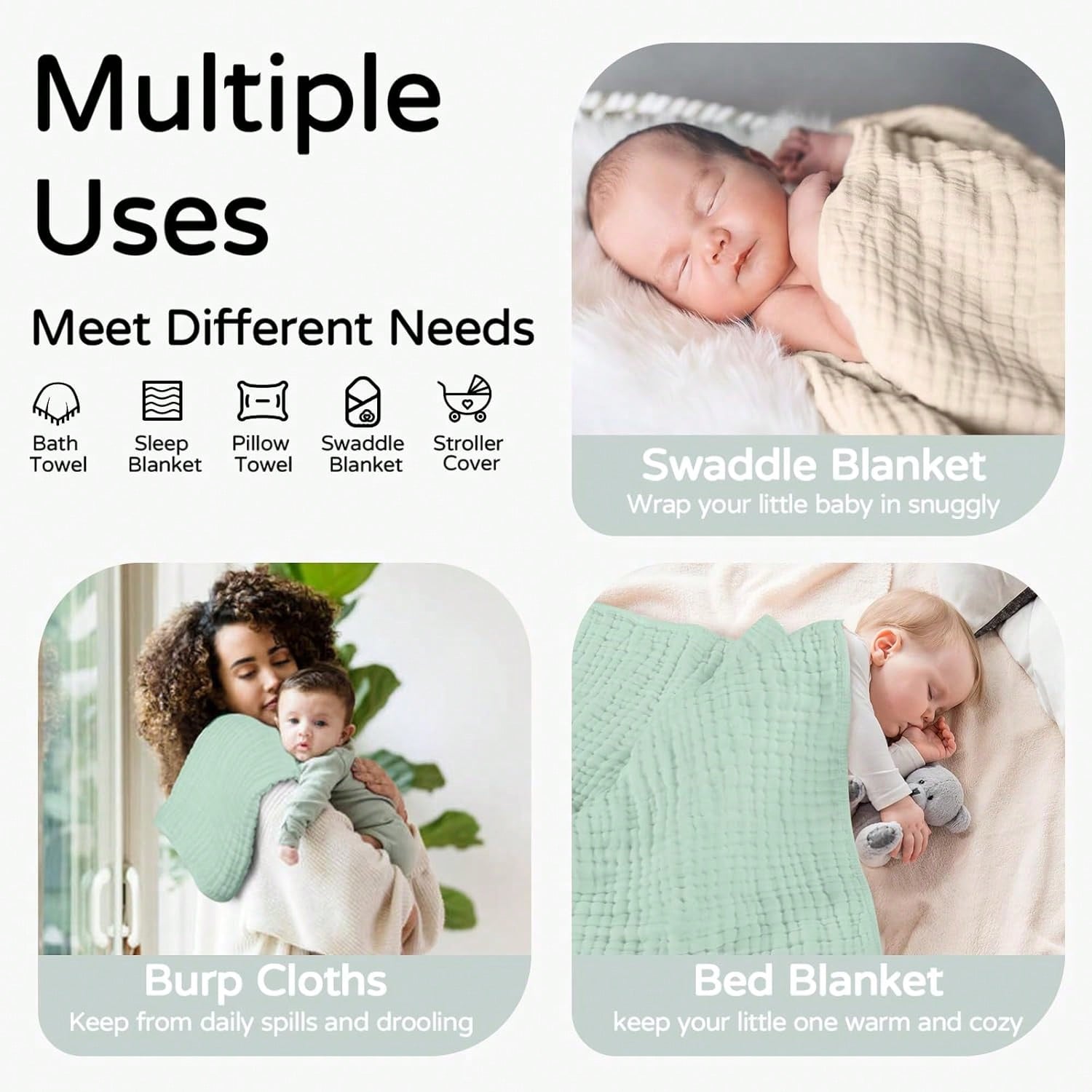 Hooded Baby Towels For Newborns Pack 100% Muslin Organic Cotton Baby Bath Towel With Hood For Babies, Infants, Toddlers, And Kids, Soft And Absorbent