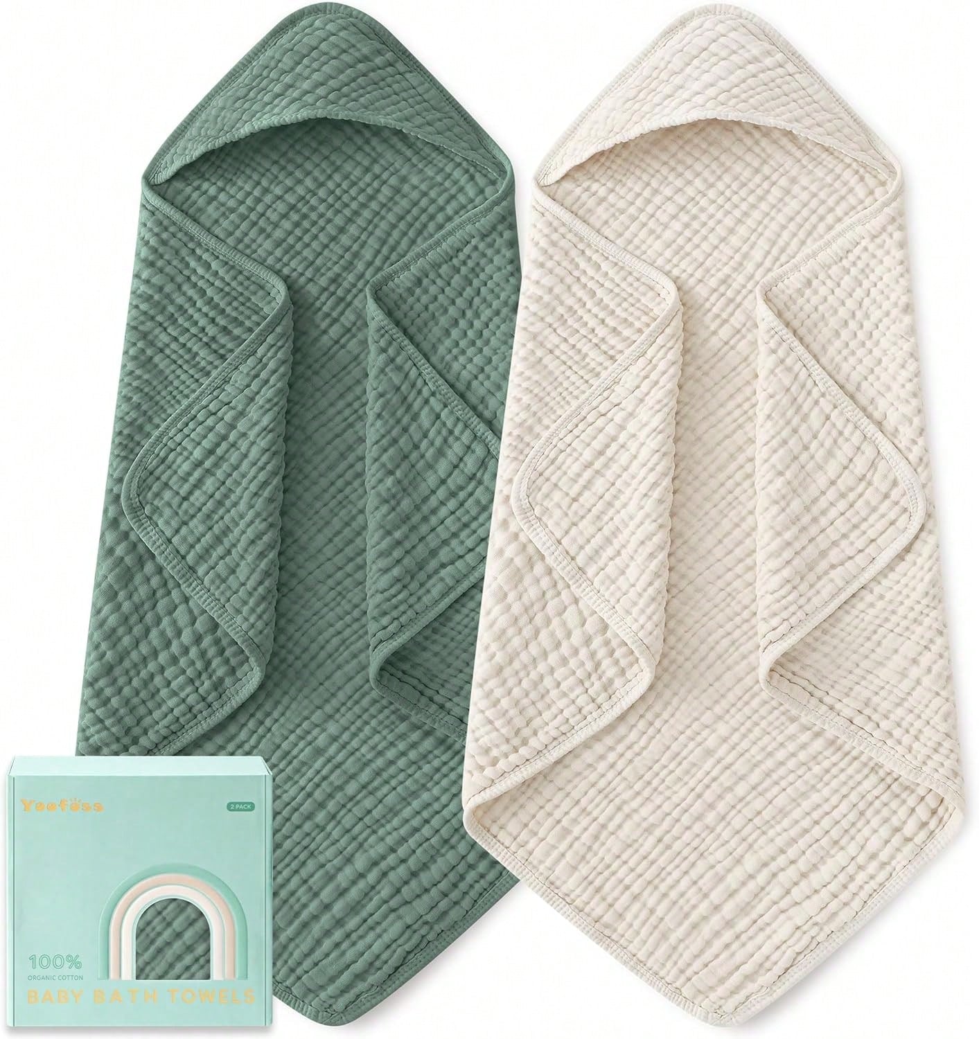Hooded Baby Towels For Newborns Pack 100% Muslin Organic Cotton Baby Bath Towel With Hood For Babies, Infants, Toddlers, And Kids, Soft And Absorbent