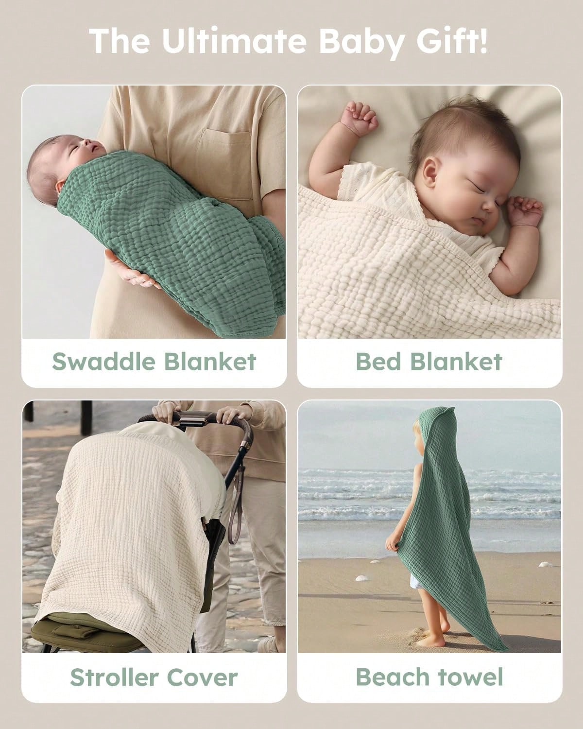 Hooded Baby Towels For Newborns Pack 100% Muslin Organic Cotton Baby Bath Towel With Hood For Babies, Infants, Toddlers, And Kids, Soft And Absorbent