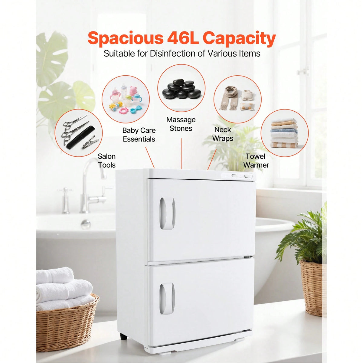 Hot Towel Warmer, 10 Gal Large Capacity 2-Tier Towel Warmer Cabinet With Clip & 4 Stainless Steel Racks, Holds Up 48 Towels, All-Round Heating Cabinet For Spa, Barber, Manicures, Massage, Salon