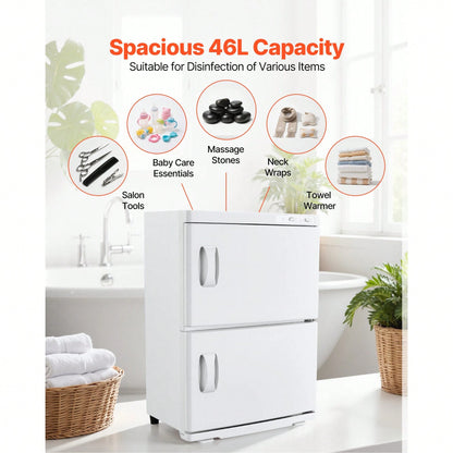 Hot Towel Warmer, 10 Gal Large Capacity 2-Tier Towel Warmer Cabinet With Clip & 4 Stainless Steel Racks, Holds Up 48 Towels, All-Round Heating Cabinet For Spa, Barber, Manicures, Massage, Salon