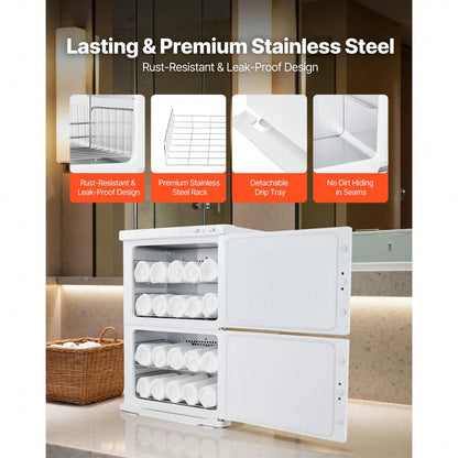 Hot Towel Warmer, 10 Gal Large Capacity 2-Tier Towel Warmer Cabinet With Clip & 4 Stainless Steel Racks, Holds Up 48 Towels, All-Round Heating Cabinet For Spa, Barber, Manicures, Massage, Salon
