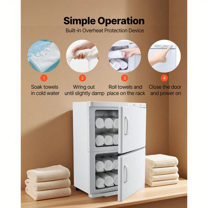 Hot Towel Warmer, 10 Gal Large Capacity 2-Tier Towel Warmer Cabinet With Clip & 4 Stainless Steel Racks, Holds Up 48 Towels, All-Round Heating Cabinet For Spa, Barber, Manicures, Massage, Salon