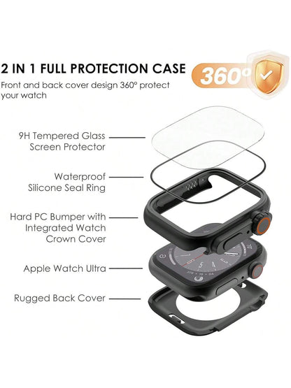 Huastonband Series 11/10/9/8/7/6/5/4/SE 45mm 41mm 44mm 40mm Screen Protector Case, Front And Back Cover Protective Shell