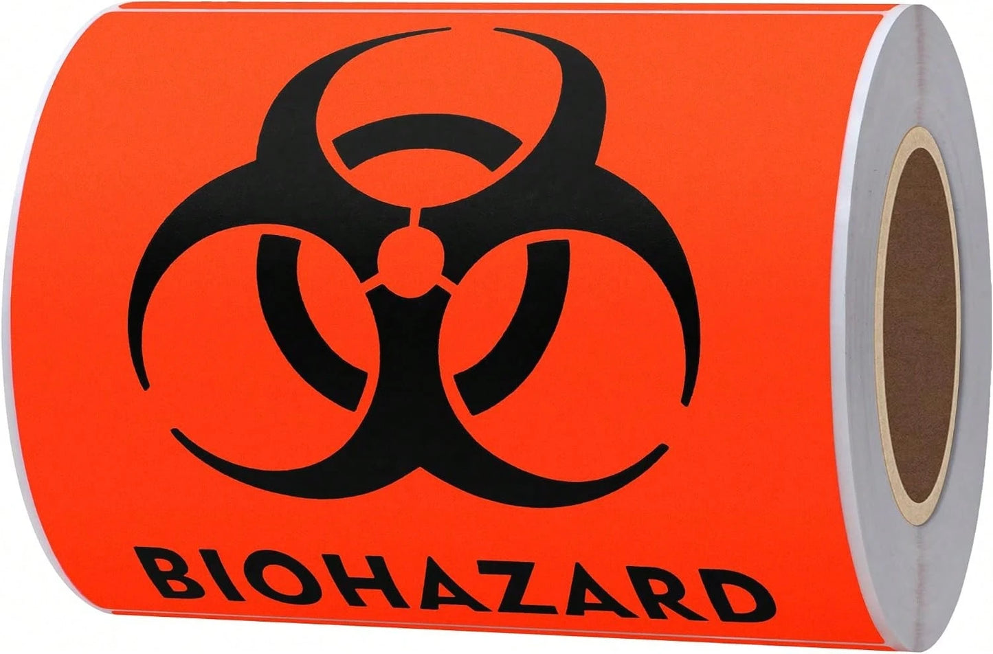 Hybsk 100 PCS Biohazard Labels Warning Sign 4 X 4 Inch Fluorescent Red-Orange Hazardous Stickers For Hospital Waste Containers (Biohazard)
