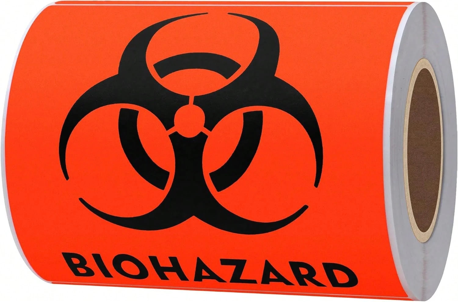 Hybsk 100 PCS Biohazard Labels Warning Sign 4 X 4 Inch Fluorescent Red-Orange Hazardous Stickers For Hospital Waste Containers (Biohazard)