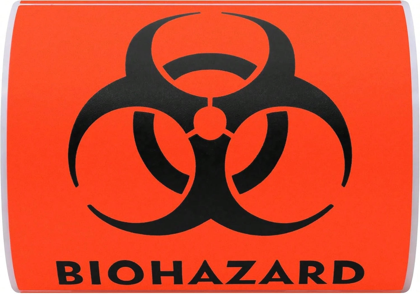 Hybsk 100 PCS Biohazard Labels Warning Sign 4 X 4 Inch Fluorescent Red-Orange Hazardous Stickers For Hospital Waste Containers (Biohazard)