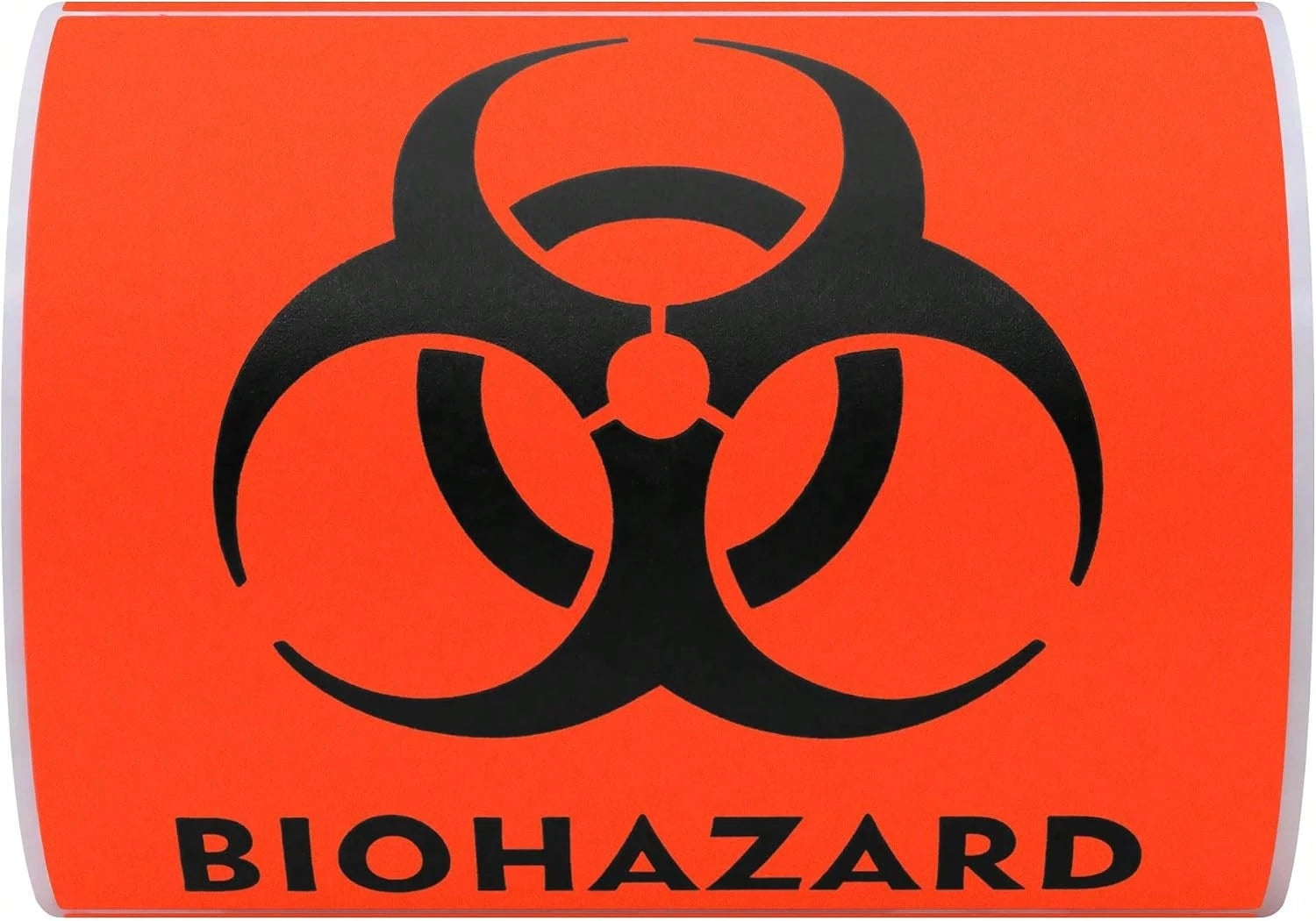 Hybsk 100 PCS Biohazard Labels Warning Sign 4 X 4 Inch Fluorescent Red-Orange Hazardous Stickers For Hospital Waste Containers (Biohazard)
